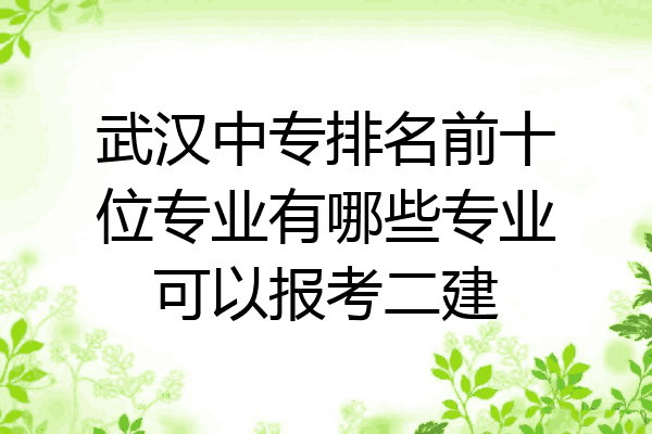 武汉中专排名前十位专业有哪些专业可以报考二建