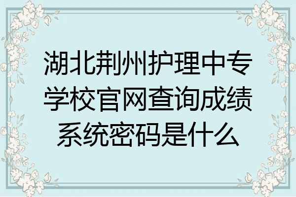 湖北荆州护理中专学校官网查询成绩系统密码是什么