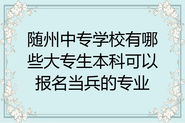 随州中专学校有哪些大专生本科可以报名当兵的专业