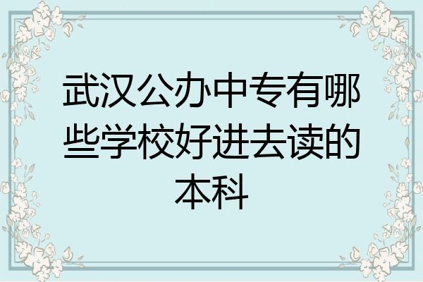 武汉公办中专有哪些学校好进去读的本科