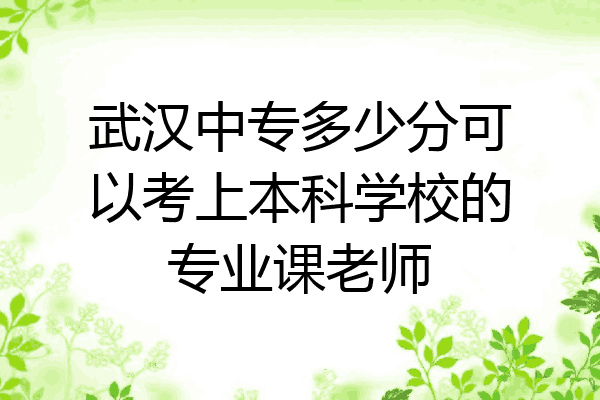 武汉中专多少分可以考上本科学校的专业课老师