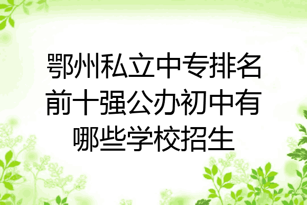鄂州私立中专排名前十强公办初中有哪些学校招生