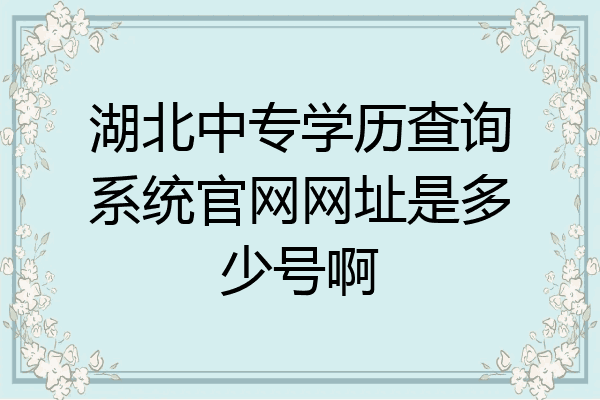 湖北中专学历查询系统官网网址是多少号啊