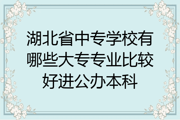 湖北省中专学校有哪些大专专业比较好进公办本科