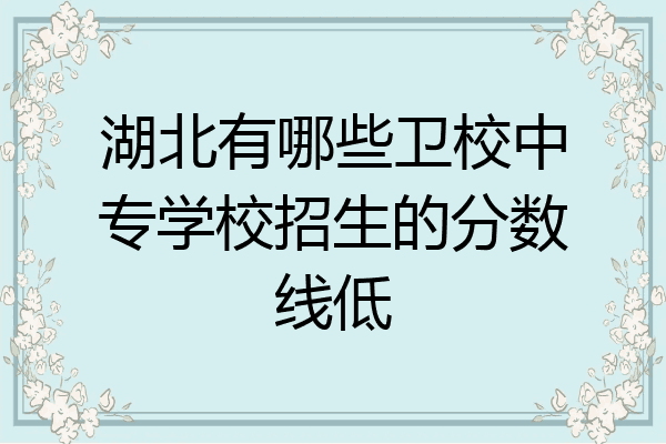 湖北有哪些卫校中专学校招生的分数线低