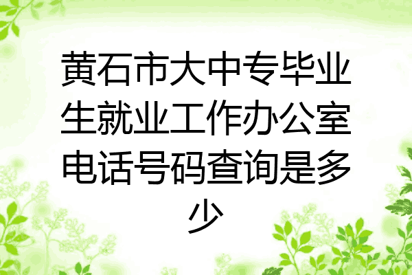 黄石市大中专毕业生就业工作办公室电话号码查询是多少