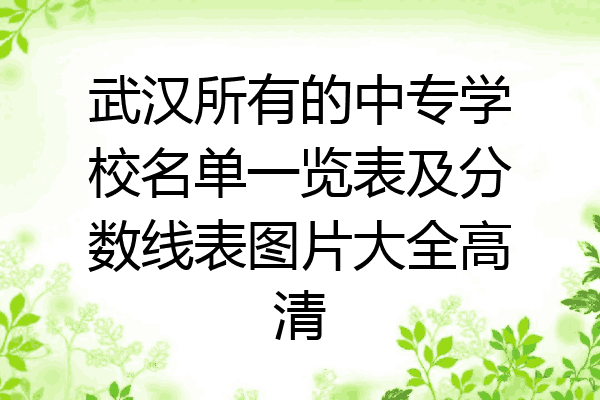 武汉所有的中专学校名单一览表及分数线表图片大全高清