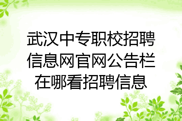 武汉中专职校招聘信息网官网公告栏在哪看招聘信息