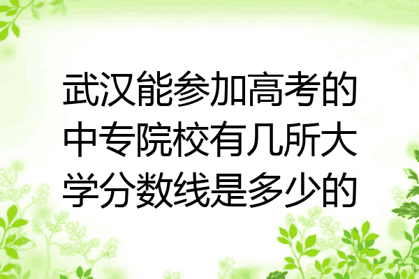 武汉能参加高考的中专院校有几所大学分数线是多少的