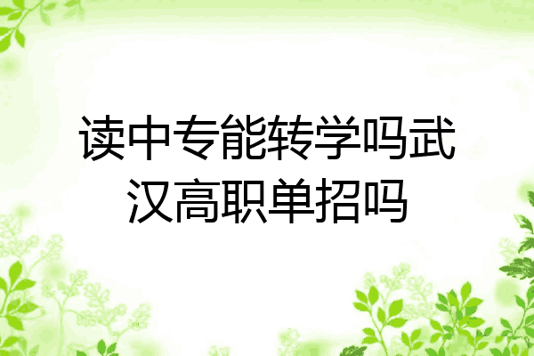 读中专能转学吗武汉高职单招吗