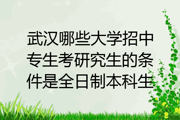 武汉哪些大学招中专生考研究生的条件是全日制本科生