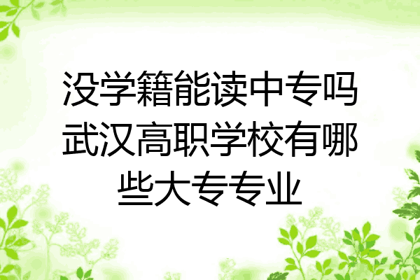 没学籍能读中专吗武汉高职学校有哪些大专专业