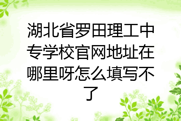 湖北省罗田理工中专学校官网地址在哪里呀怎么填写不了