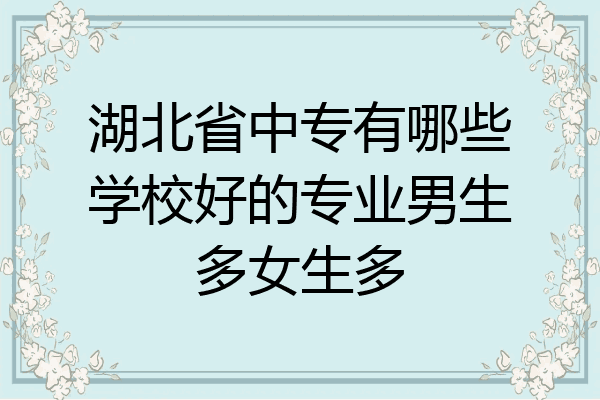 湖北省中专有哪些学校好的专业男生多女生多