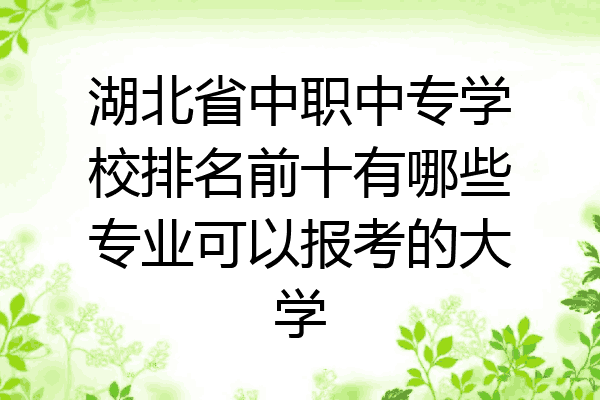 湖北省中职中专学校排名前十有哪些专业可以报考的大学