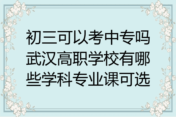 初三可以考中专吗武汉高职学校有哪些学科专业课可选