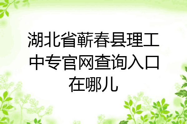 湖北省蕲春县理工中专官网查询入口在哪儿
