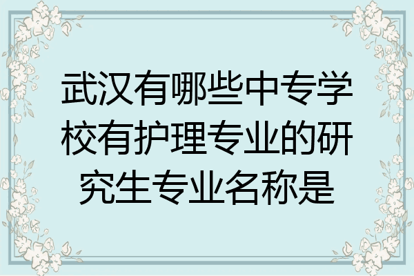 武汉有哪些中专学校有护理专业的研究生专业名称是