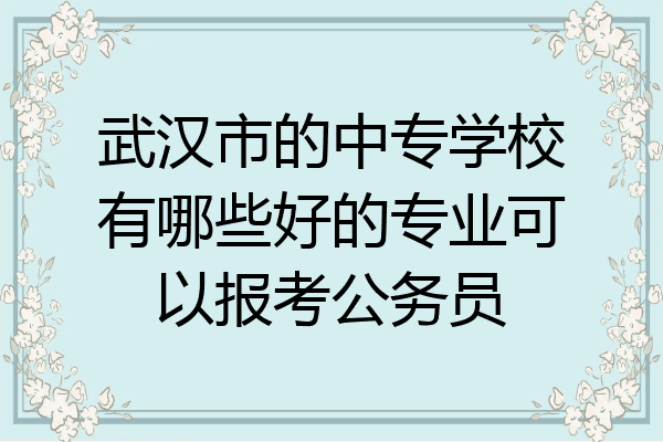 武汉市的中专学校有哪些好的专业可以报考公务员