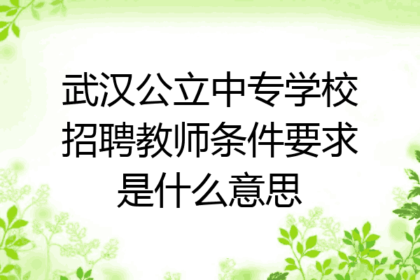 武汉公立中专学校招聘教师条件要求是什么意思