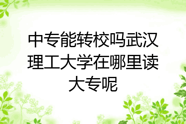 中专能转校吗武汉理工大学在哪里读大专呢