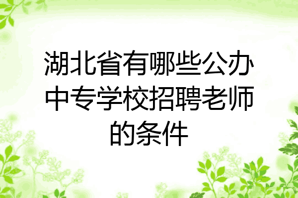 湖北省有哪些公办中专学校招聘老师的条件