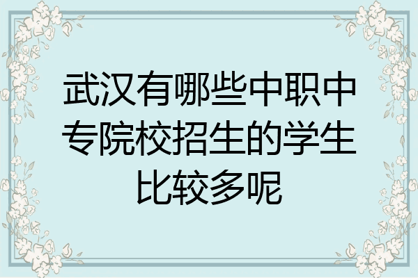 武汉有哪些中职中专院校招生的学生比较多呢