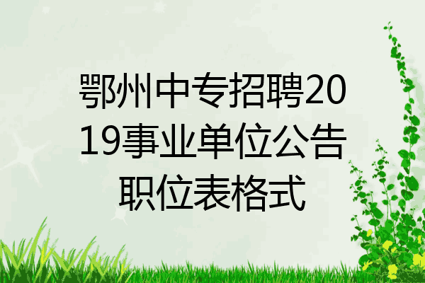 鄂州中专招聘2019事业单位公告职位表格式