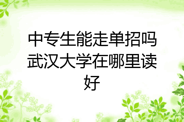 中专生能走单招吗武汉大学在哪里读好