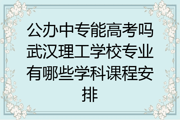 公办中专能高考吗武汉理工学校专业有哪些学科课程安排