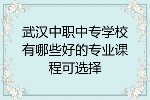 武汉中职中专学校有哪些好的专业课程可选择
