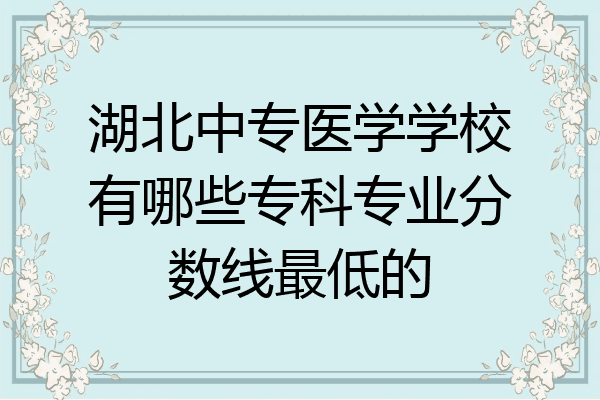 湖北中专医学学校有哪些专科专业分数线最低的