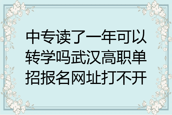 中专读了一年可以转学吗武汉高职单招报名网址打不开
