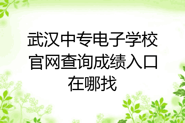 武汉中专电子学校官网查询成绩入口在哪找