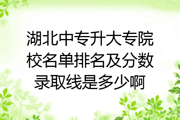 湖北中专升大专院校名单排名及分数录取线是多少啊