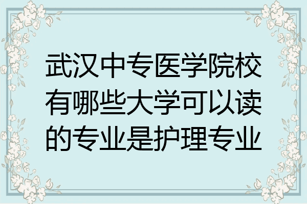 武汉中专医学院校有哪些大学可以读的专业是护理专业