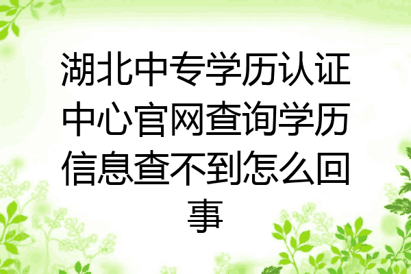 湖北中专学历认证中心官网查询学历信息查不到怎么回事