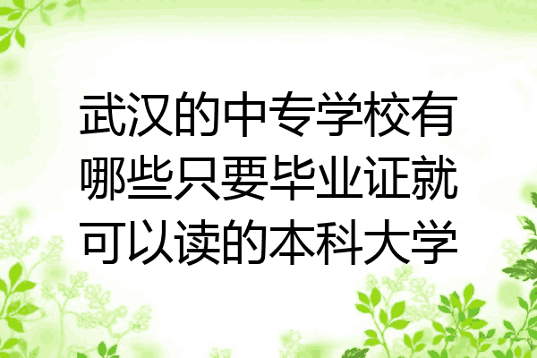 武汉的中专学校有哪些只要毕业证就可以读的本科大学
