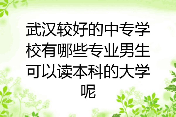 武汉较好的中专学校有哪些专业男生可以读本科的大学呢