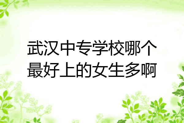 武汉中专学校哪个最好上的女生多啊