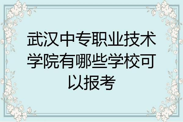 武汉中专职业技术学院有哪些学校可以报考