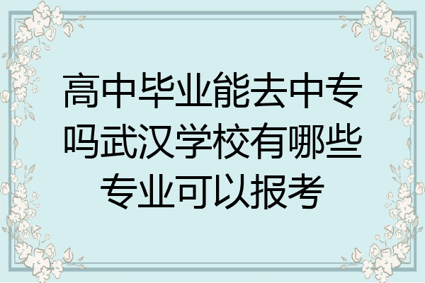 高中毕业能去中专吗武汉学校有哪些专业可以报考