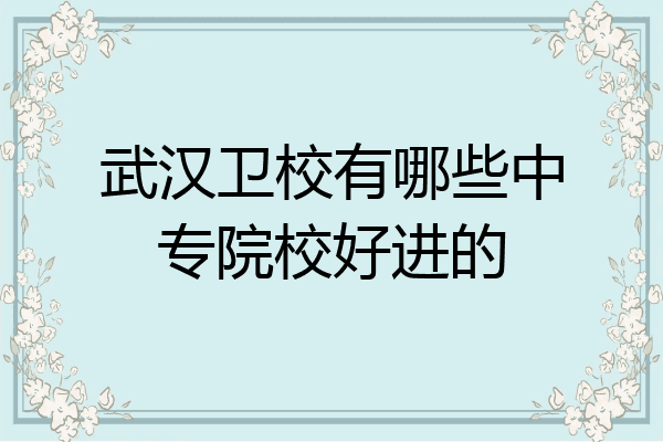 武汉卫校有哪些中专院校好进的