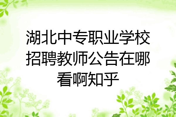 湖北中专职业学校招聘教师公告在哪看啊知乎