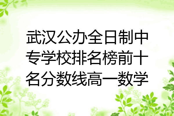 武汉公办全日制中专学校排名榜前十名分数线高一数学