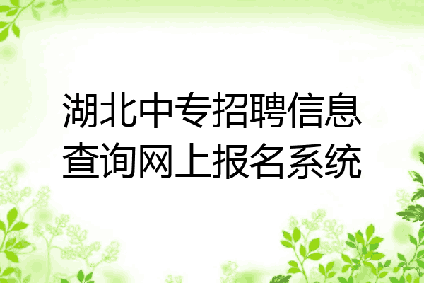 湖北中专招聘信息查询网上报名系统