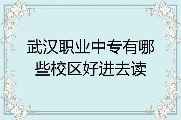武汉职业中专有哪些校区好进去读
