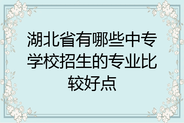 湖北省有哪些中专学校招生的专业比较好点