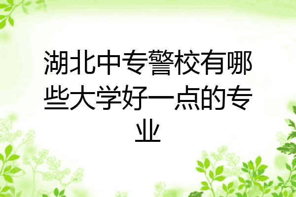 湖北中专警校有哪些大学好一点的专业