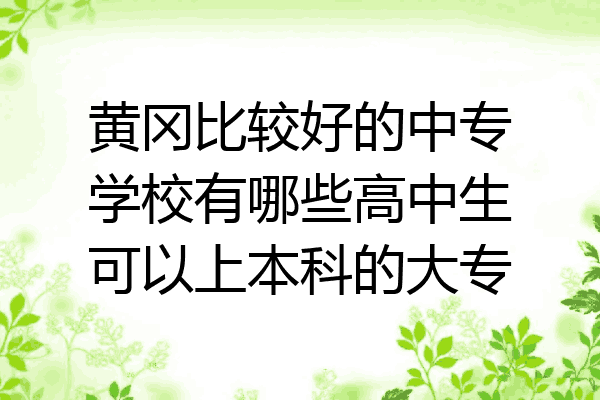 黄冈比较好的中专学校有哪些高中生可以上本科的大专